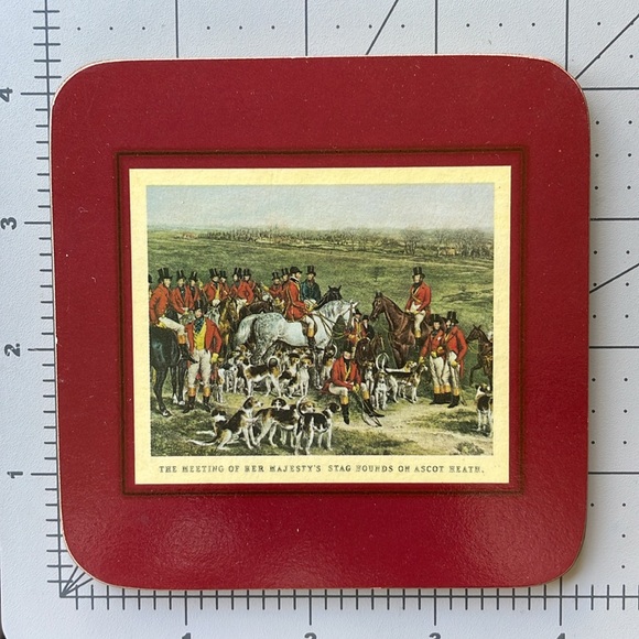 Clover Leaf Table Mats/coasters, 5 of 6 coasters in original box, fox hunt motif - Picture 4 of 7